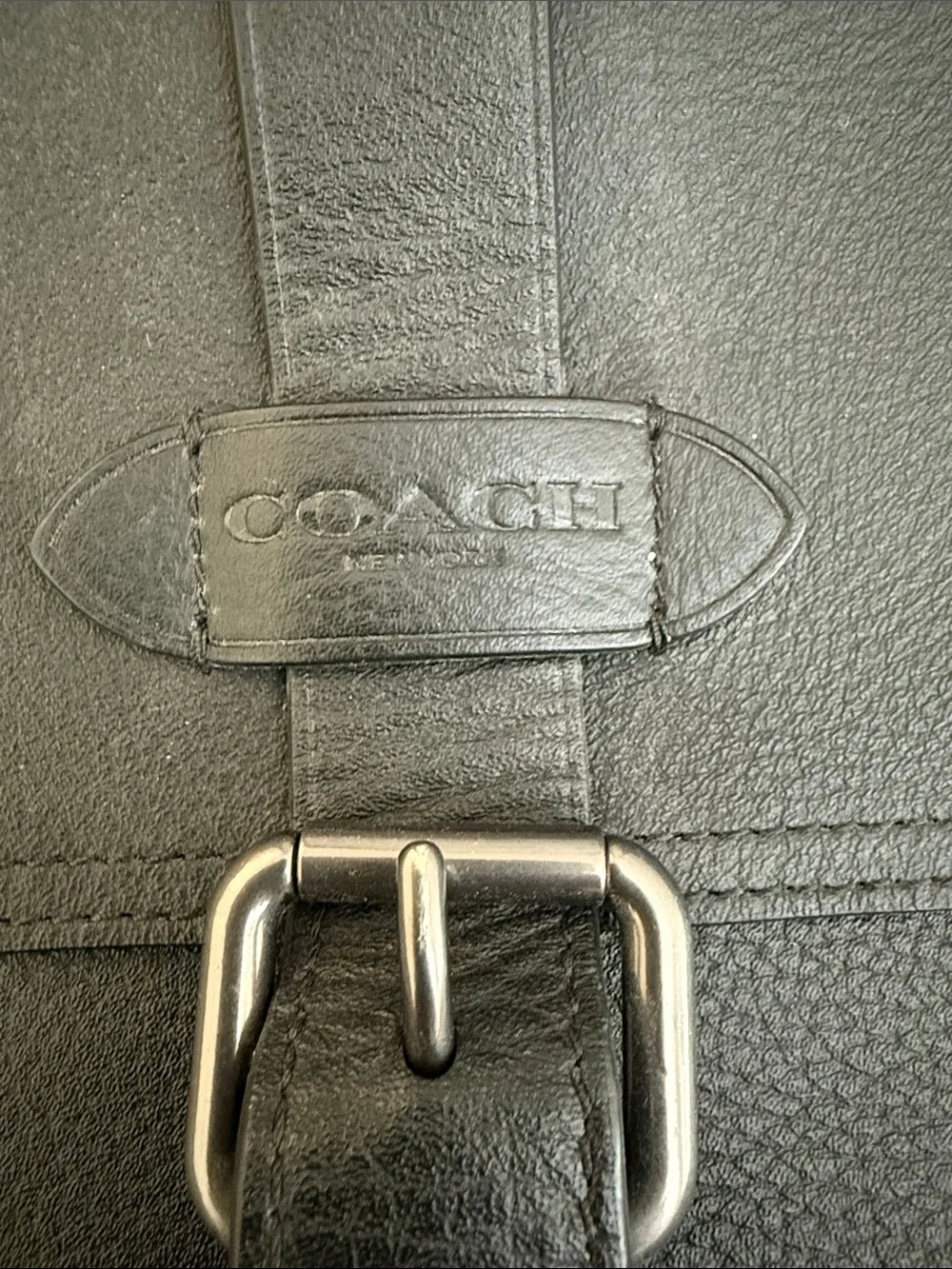 Black Leather Coach Briefcase Bag with Adjustable Strap